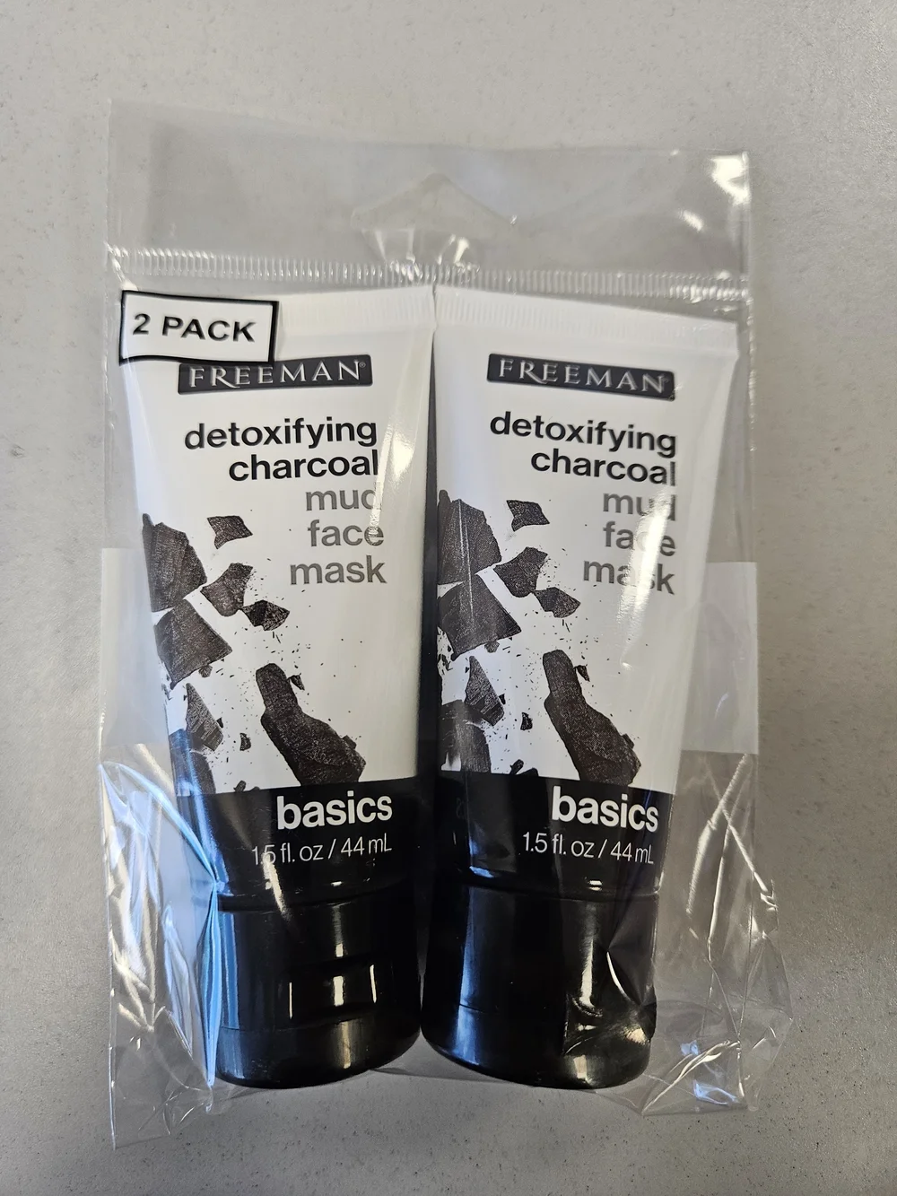 Basics Detoxifying Charcoal Mud Face Mask — 2 Pack, Black